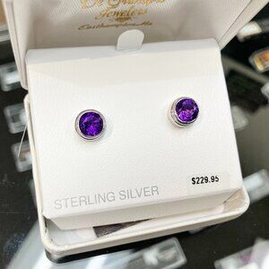 Amethyst Silver Stud Earrings